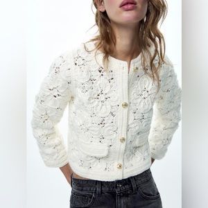 Zara Knit Macramé Cardigan / Jacket